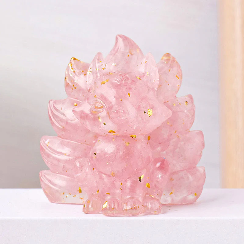 Buddha Stones Small Various Stone Strawberry Quartz Amethyst Green Aventurine Nine Tailed Fox Healing Home Decoration