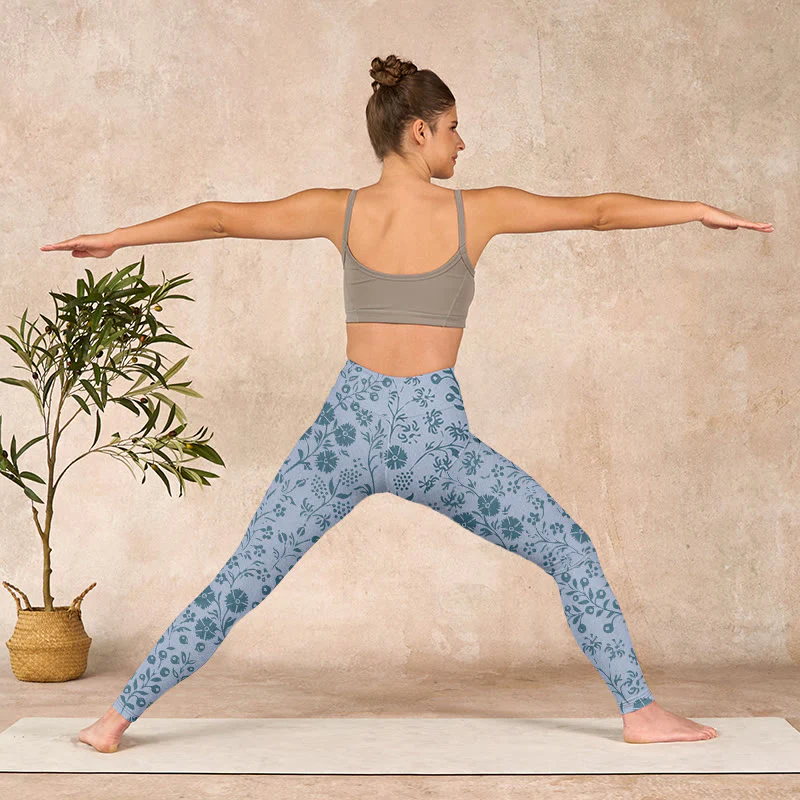 Buddha Stones Lush Flowers Plants Print Gym Leggings Women's Yoga Pants