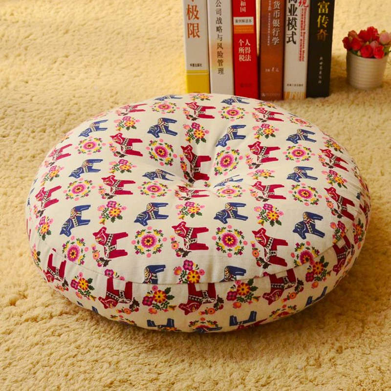 Buddha Stones Lotus Simple Pattern Linen Meditation Seat Cushion Home Living Room Decoration