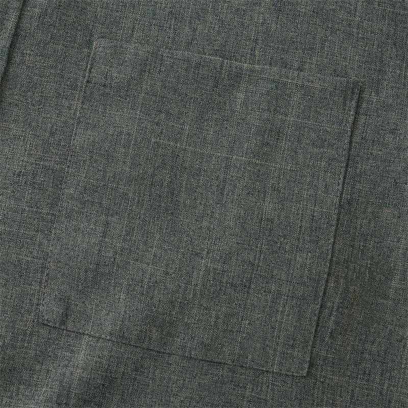 Buddha Stones Summer Men's Button Plain Short Sleeve Cotton Shirt With Pocket