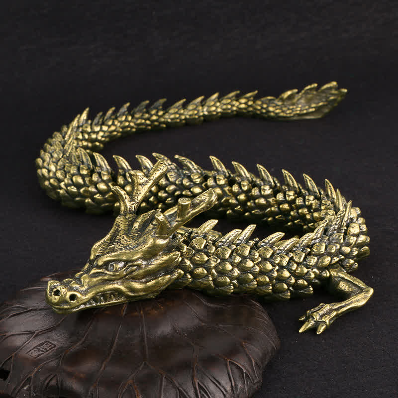 Buddha Stones Brass Copper Dragon Wealth Luck Protection Statue Figurine Home Decoration