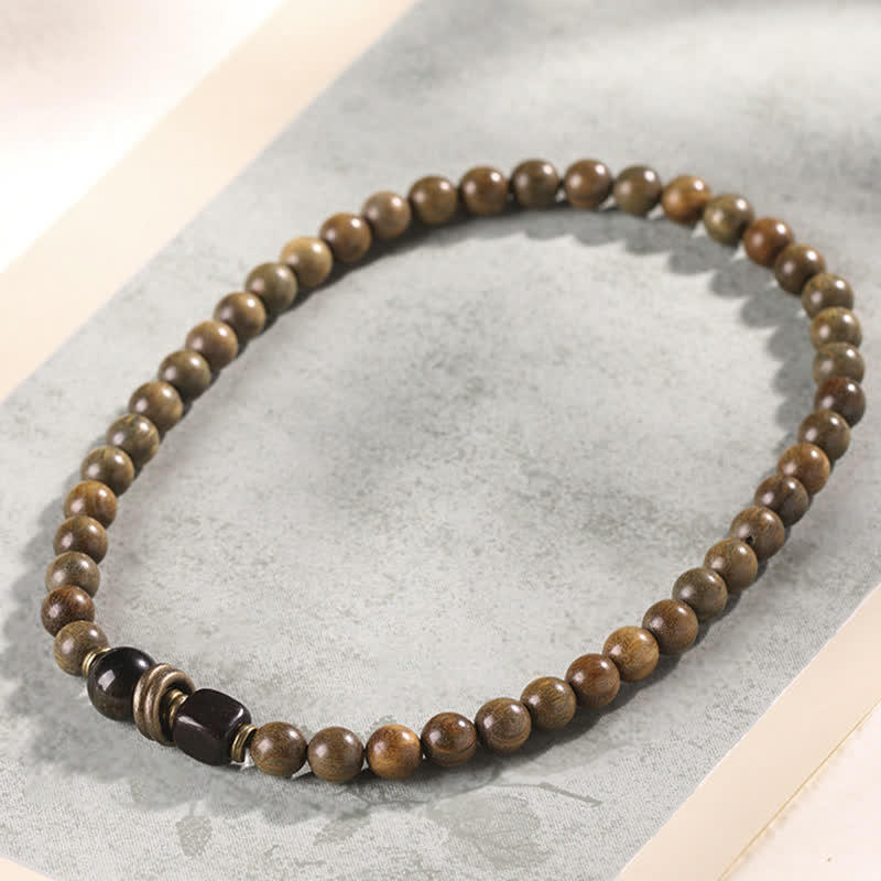 Buddha Stones Tibetan Green Sandalwood Crystal Soothing Peace Bracelet