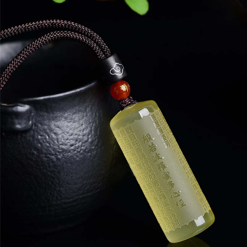 Buddha Stones Heart Sutra Citrine Happiness Strength Necklace Pendant