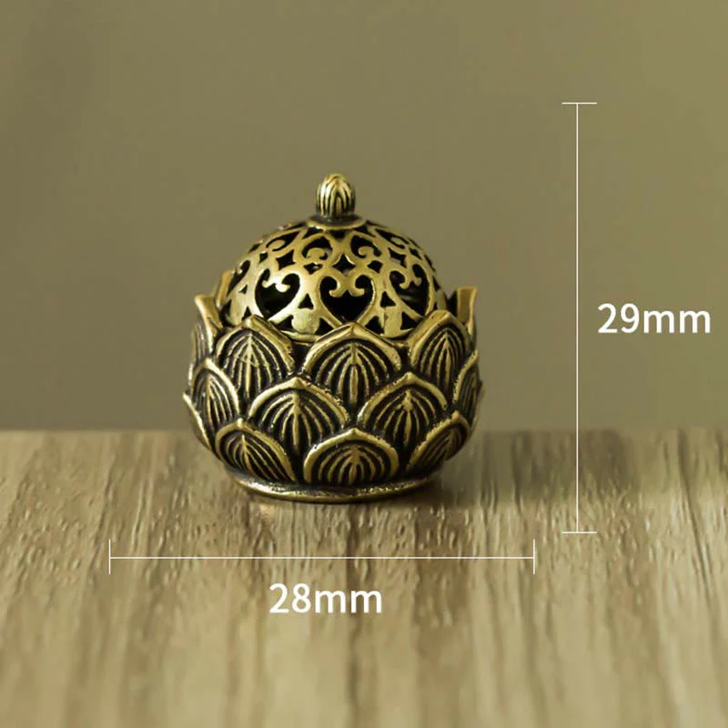 Buddha Stones Tibetan Mini Lotus Pattern Meditation Copper Incense Burner