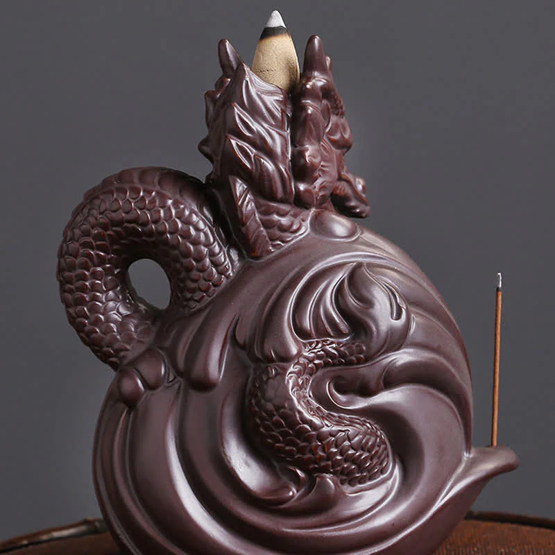 Buddha Stones Dragon Pattern Success Ceramic Incense Burner Decoration