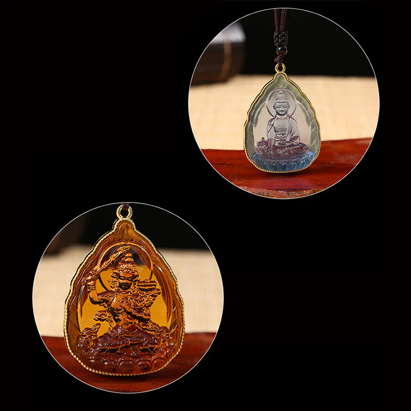 Buddha Stones Tibetan Buddha Liuli Crystal Serenity Necklace Pendant