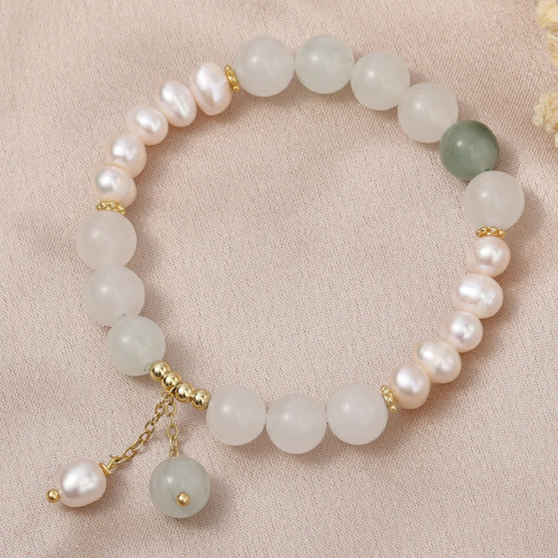 Buddha Stones Tianshan Jade Pearl Abundance Bracelet
