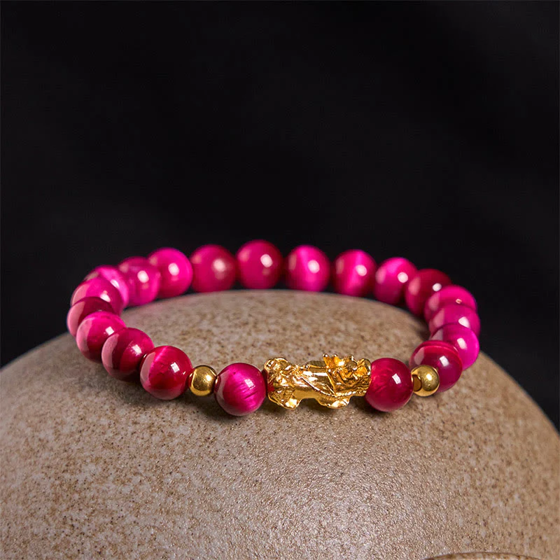 Buddha Stones Various Color Tiger Eye Beads Pixiu Wealth Courage Bracelet