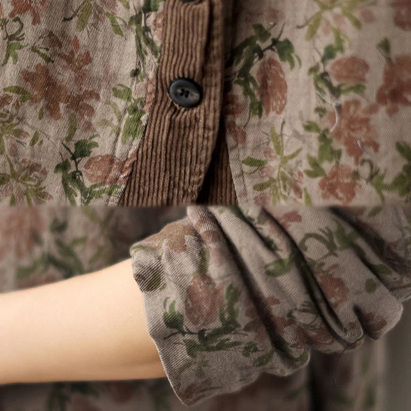 Buddha Stones Flower Jacquard Women's Cotton Padded Jacket