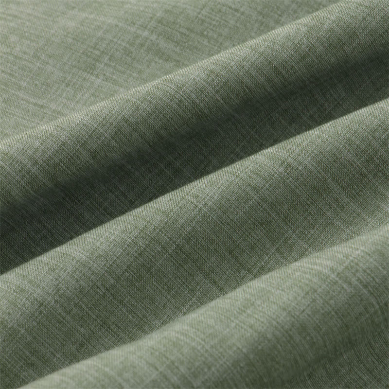 Buddha Stones Summer Men's Button Plain Short Sleeve Cotton Shirt With Pocket