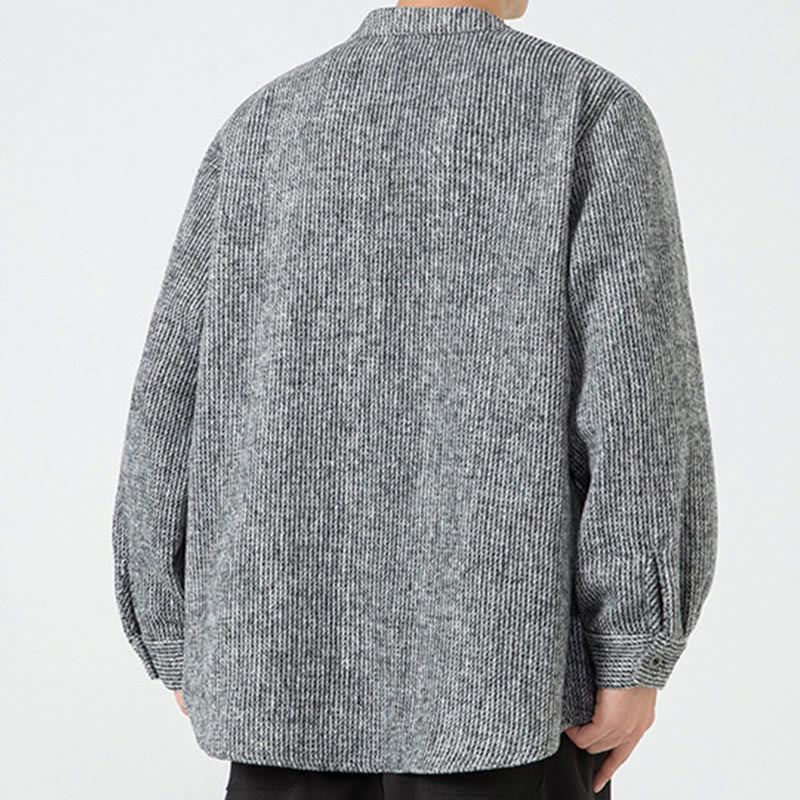 Buddha Stones Long Sleeve Frog-button Design Men's Cotton Jacket Shirt With Pockets