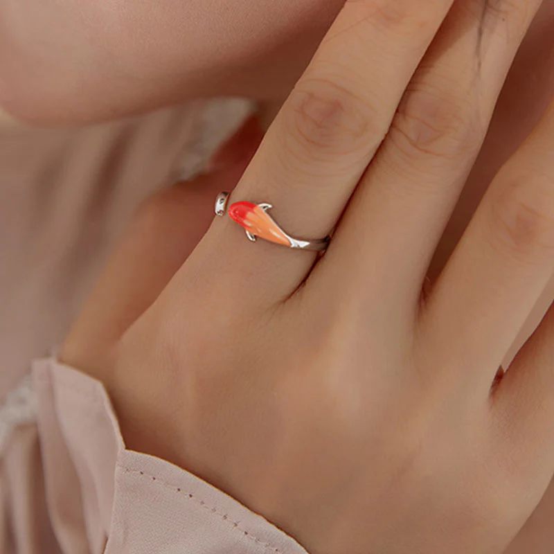 Buddha Stones Koi Fish Copper Balance Luck Adjustable Ring