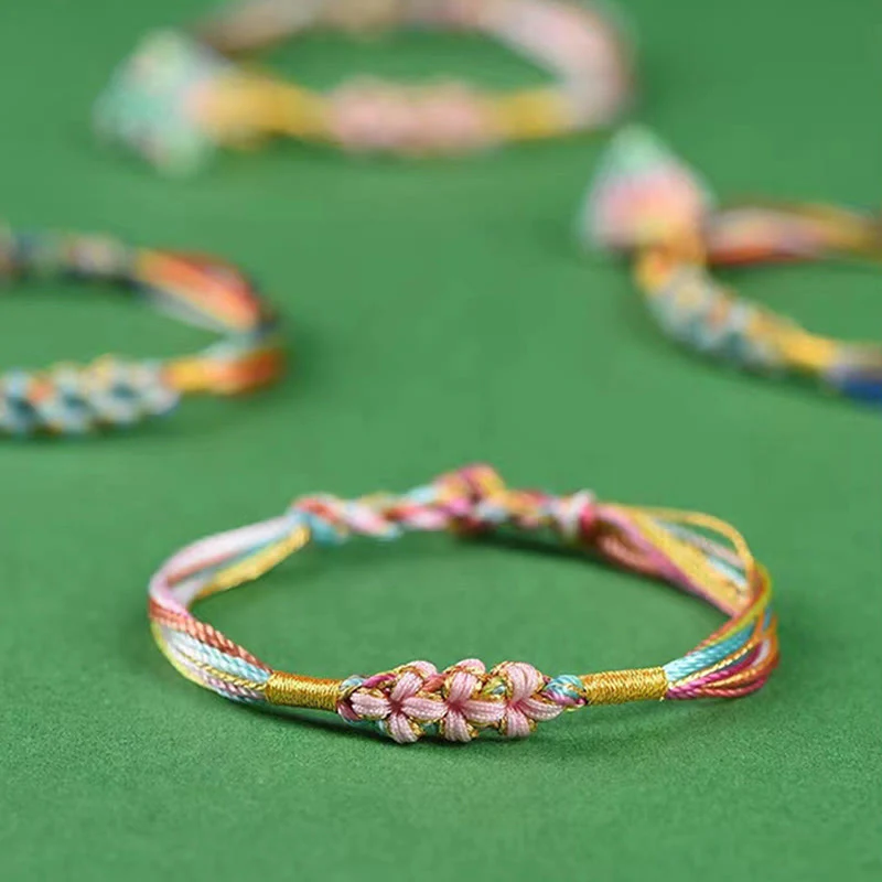 Buddha Stones Colorful Rope Peach Blossom Knot Zongzi Braided Bracelet