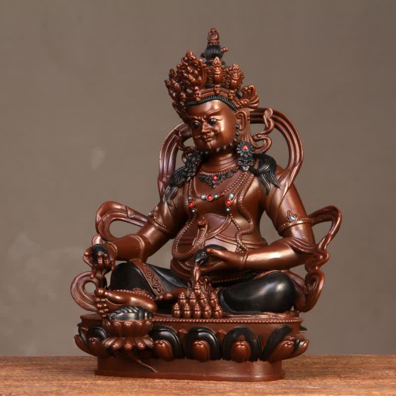 Buddha Stones Yellow Jambhala Bodhisattva Figurine Compassion Copper Statue Home Office Decoration