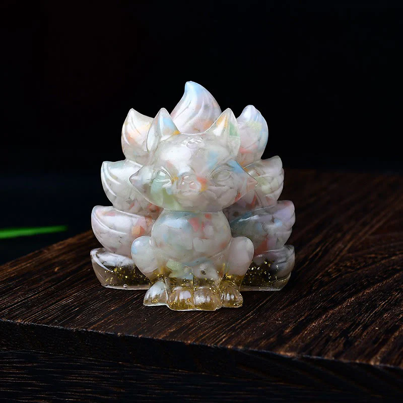 Buddha Stones Natural Various Crystal Strawberry Quartz Amethyst Nine Tailed Fox Protection Home Decoration