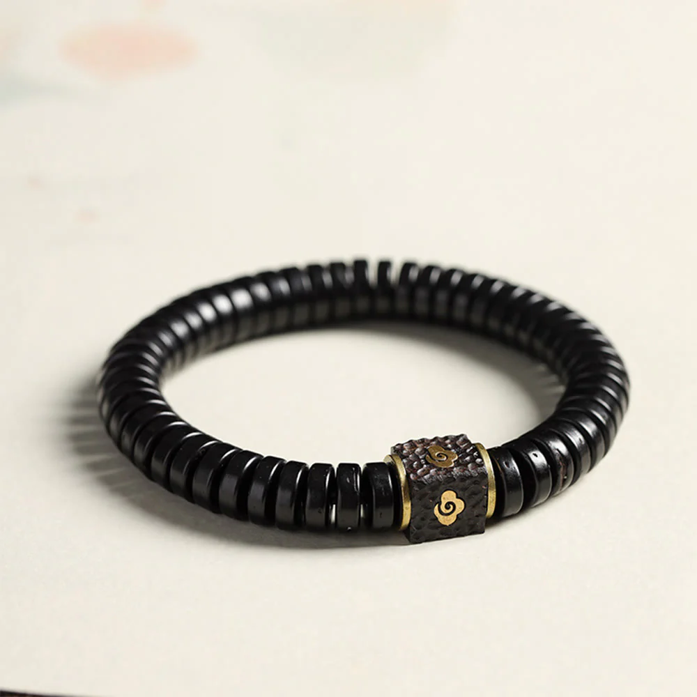 Buddha Stones Tibetan Coconut Shell Auspicious Clouds Positive Bracelet