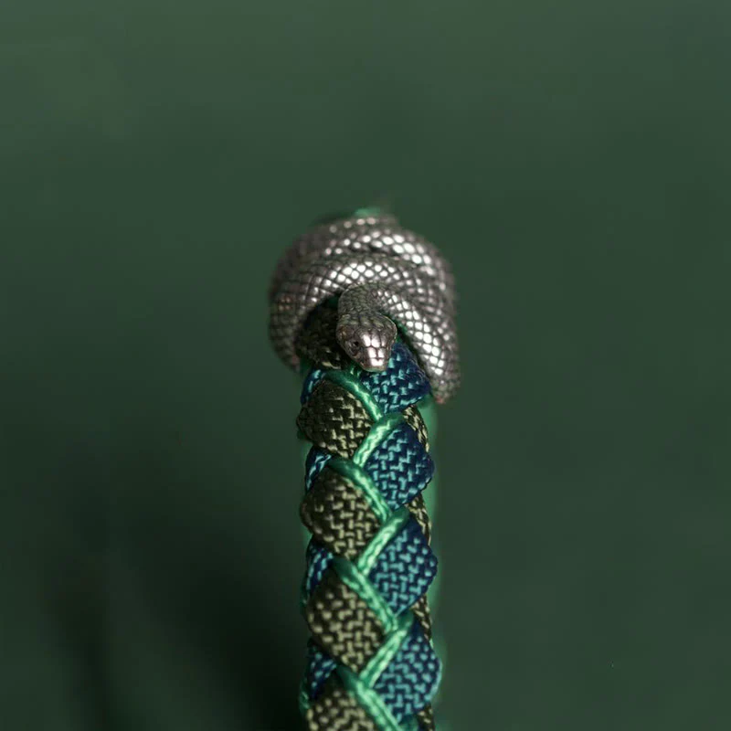 Buddha Stones Year of the Snake 999 Sterling Silver String Protection Braided Bracelet