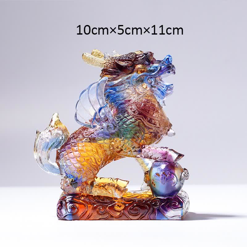 Buddha Stones Feng Shui Kirin Handmade Liuli Crystal Art Piece Fortune Home Office Decoration
