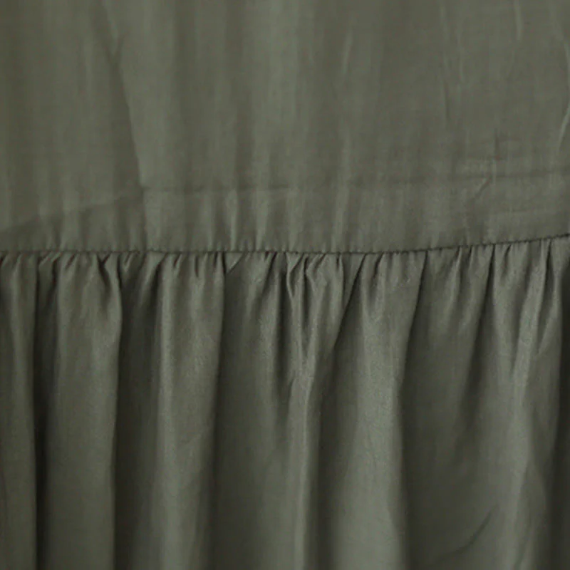 Buddha Stones Casual Plain Two-sided Style Dress Chiffon Midi Dress With Pockets