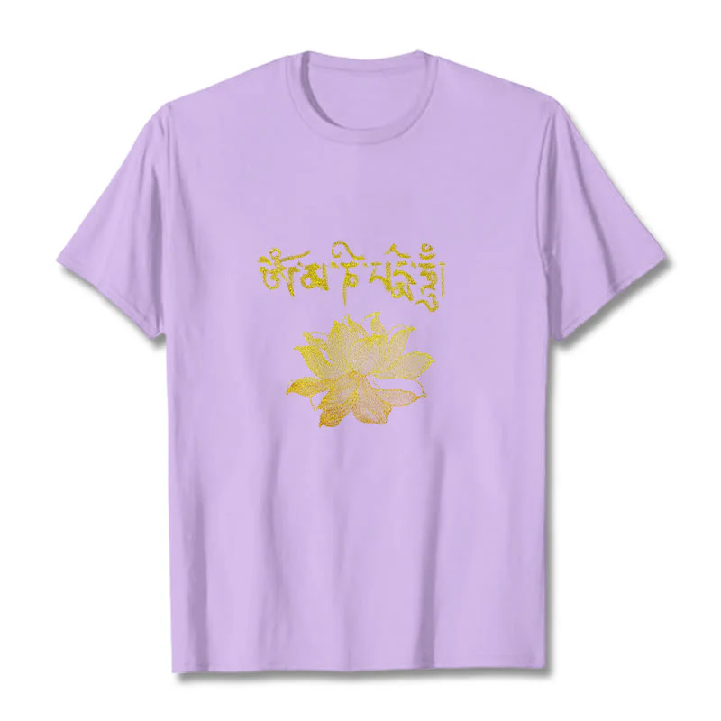 Buddha Stones Golden Lotus Sanskrit Tee T-shirt