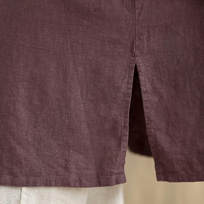 Buddha Stones Casual Frog-button Women's Cotton Linen Coat With Pockets