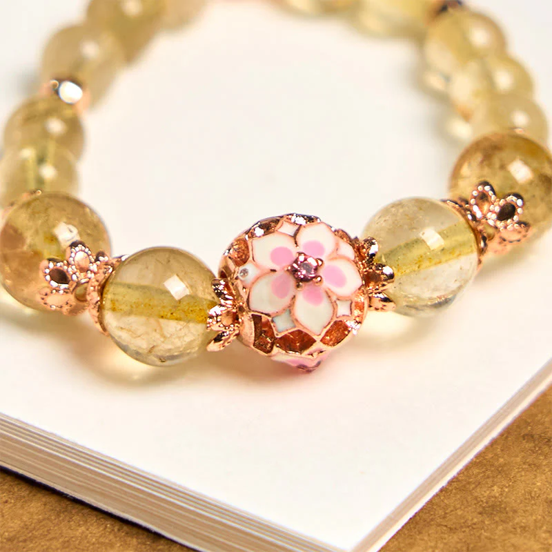 Buddha Stones Golden Rutilated Quartz Wealth Key Chain Hanging Decoration