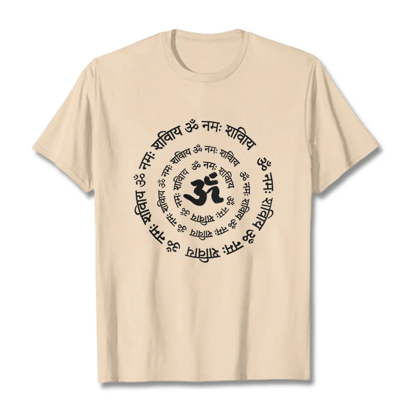 Buddha Stones OM Symbol Sanskrit Mantras Design Cotton Tee T-shirt