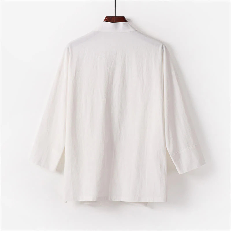 Buddha Stones 2Pcs Lace-up Cotton Kimono Pants With Pockets Men's Meditation Cloth Set