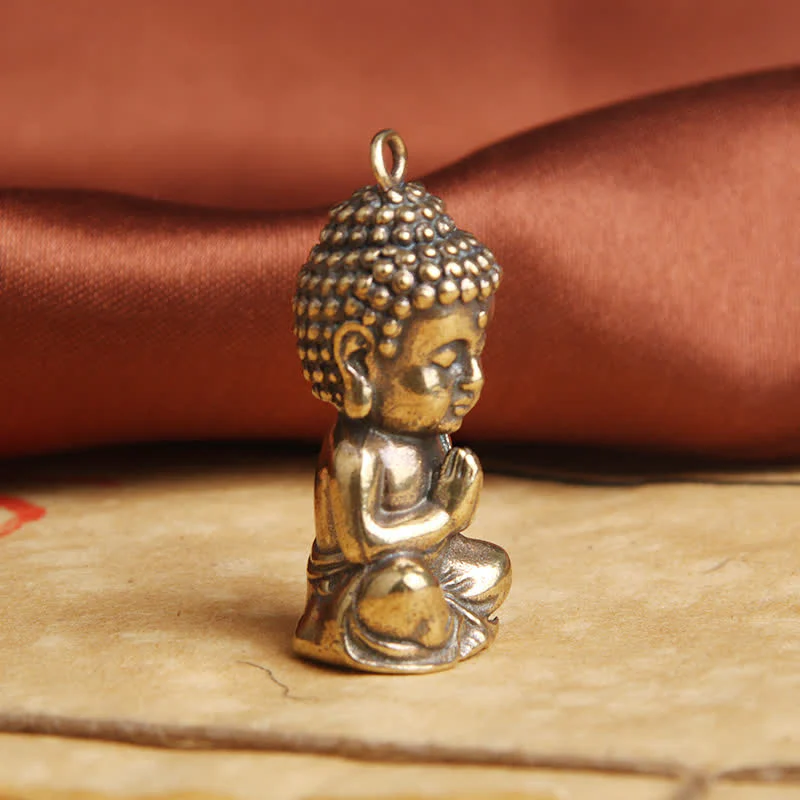 Buddha Stones Buddha Compassion Copper Keychain Pendant Decoration