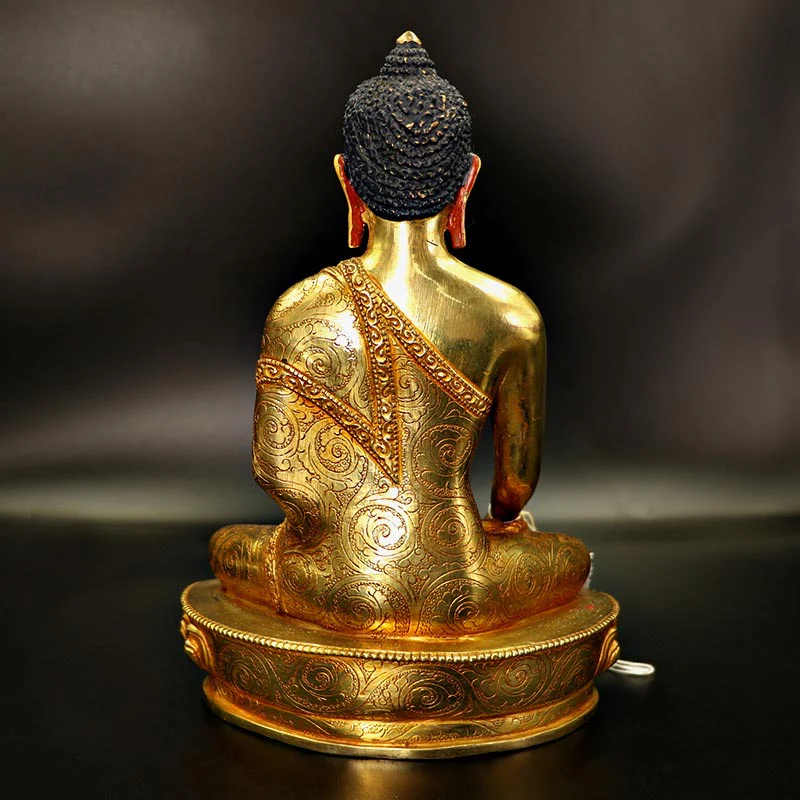 Buddha Stones Buddha Shakyamuni Medicine Buddha Compassion Copper Gold Plated Statue Decoration