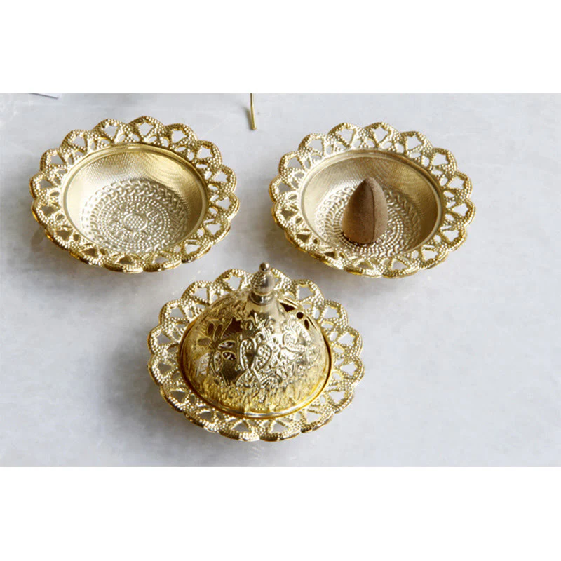 Buddha Stones Tibetan Gold Mini Meditation Incense Burner