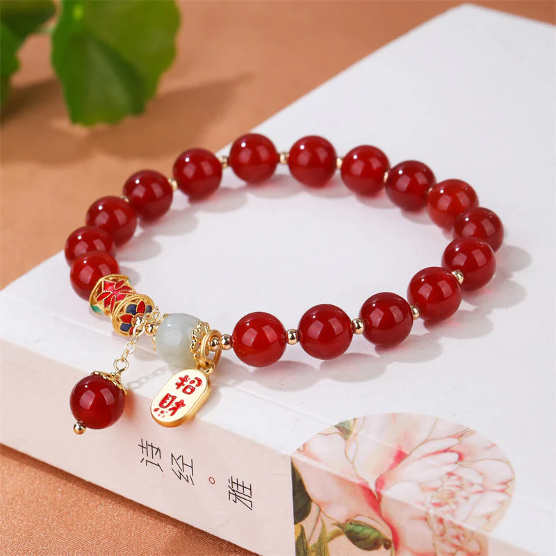 Buddha Stones Natural Red Agate Jade Confidence Fortune Blessing Charm Bracelet
