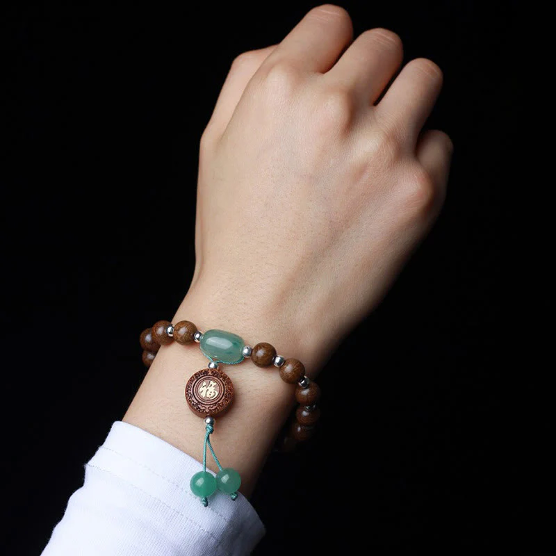 Buddha Stones Abelia Biflora Wood Happiness Protection Bracelet