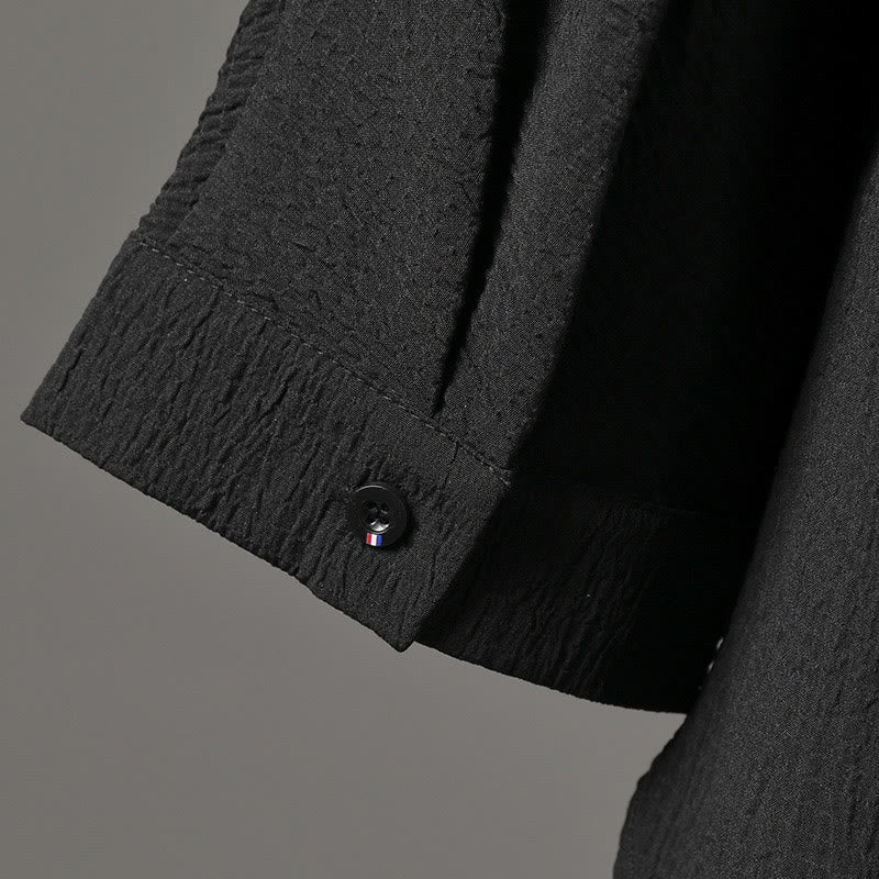 Buddha Stones Casual V-Neck Three Quarter Sleeve Men's Shirt