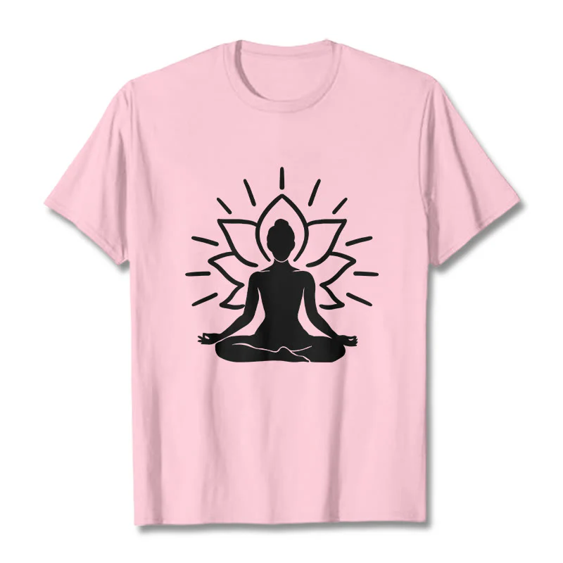 Buddha Stones Casual Meditative Figure Lotus Pattern Tee T-shirt