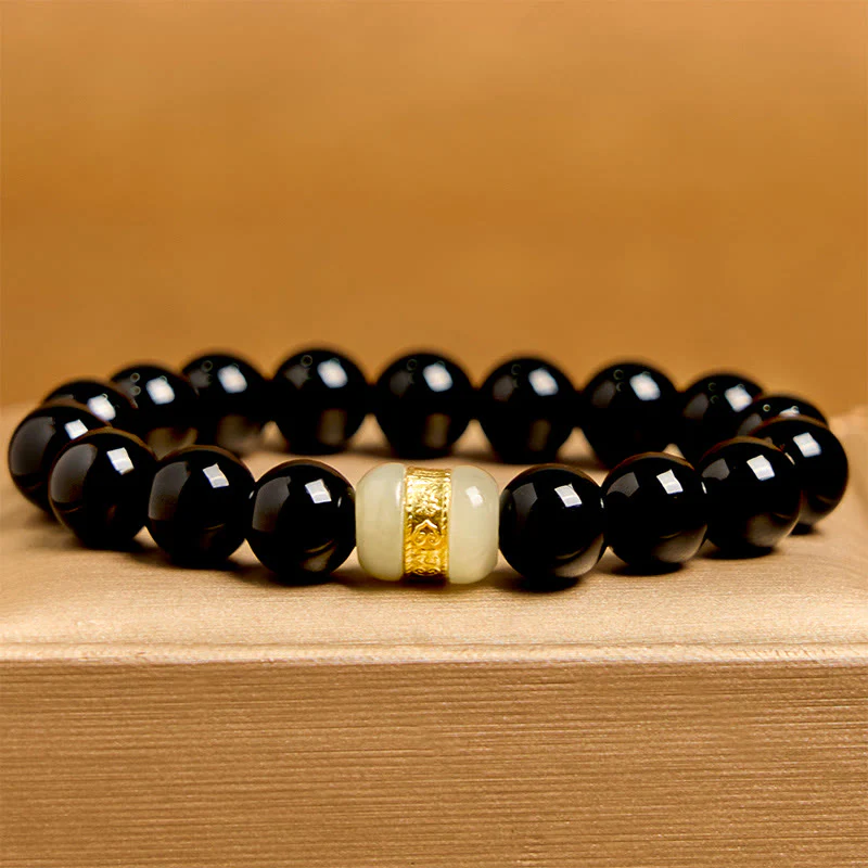 Buddha Stones Natural Black Onyx Jade Support Bracelet