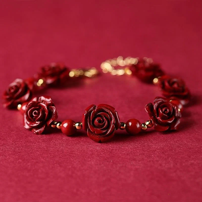 Buddha Stones Cinnabar Rose Blessing Bracelet