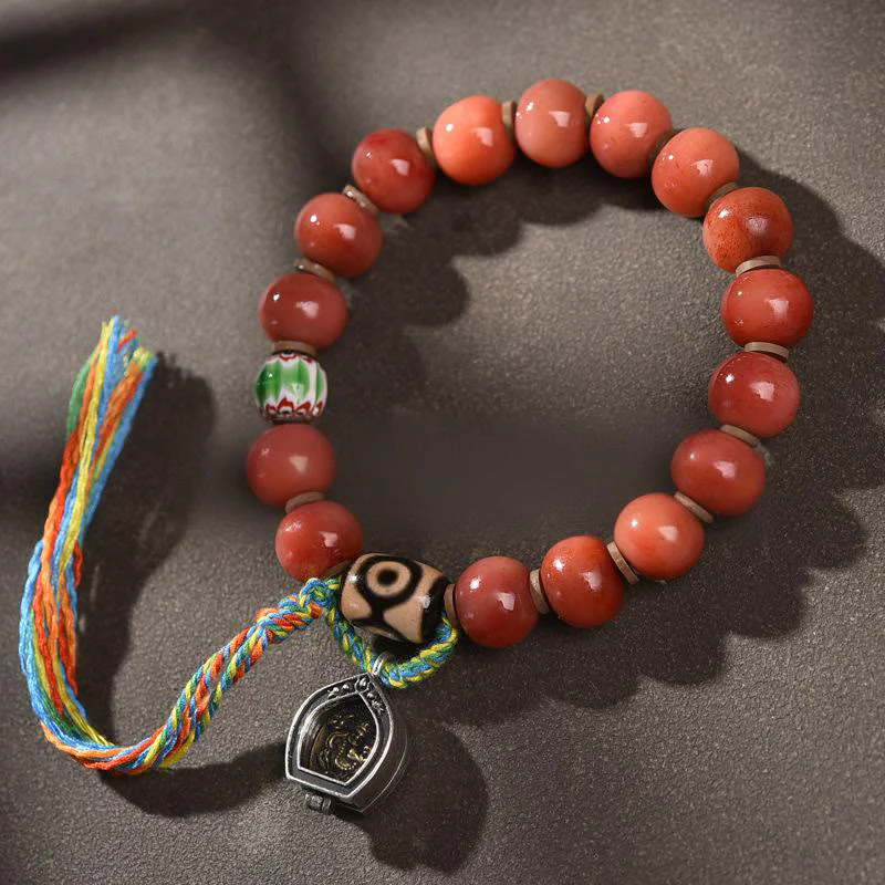 Buddha Stones Vintage Tibetan Camel Bone Tassel Luck Bracelet