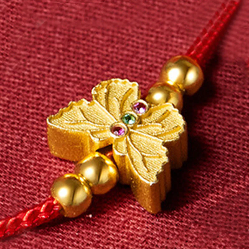 Buddha Stones 999 Sterling Silver Butterfly Red String Strength Bracelet