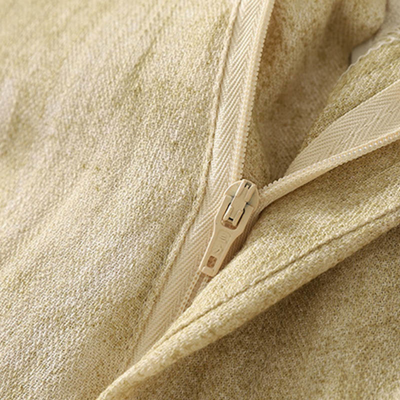 Buddha Stones Summer Plain Drawstring Zipper Design Women's Wide Leg Cotton Pants With Pockets