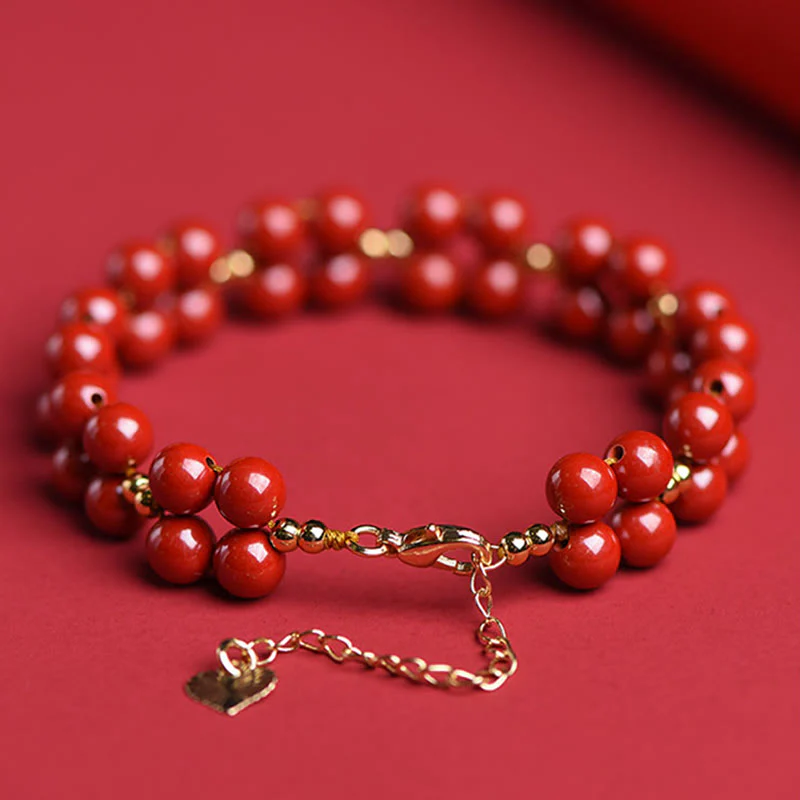 Buddha Stones Natural Cinnabar Beaded Blessing Bracelet