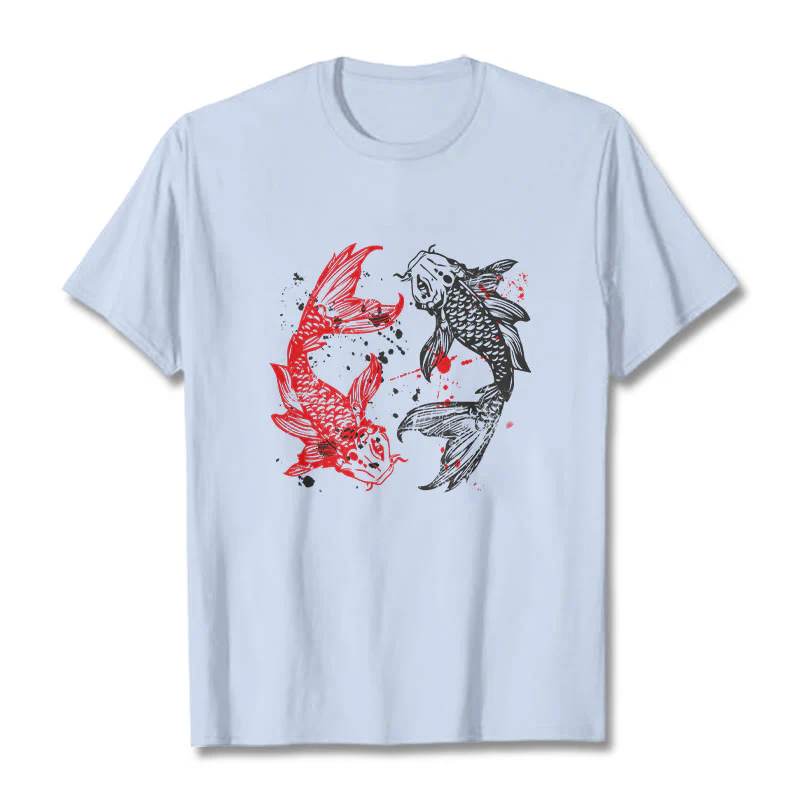 Buddha Stones Red Black Koi Fish Tee T-shirt