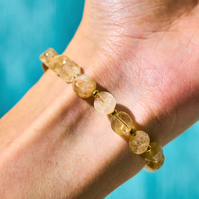 Buddha Stones Irregular Shape Citrine Braid String Happiness Bracelet