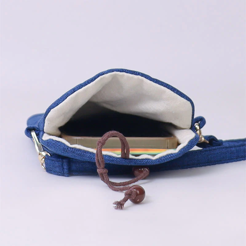 Buddha Stones Small Embroidered Flowers Crossbody Bag Shoulder Bag Cellphone Bag 11*20cm