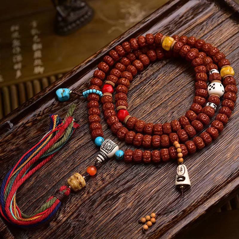 Buddha Stones 108 Beads Rudraksha Bodhi Seed Wealth Tassel Mala