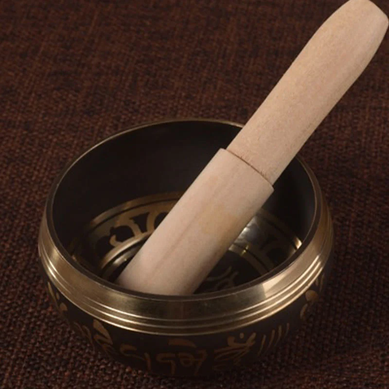 Buddha Stones Handmade Singing Bowl Buddha Eyes Scripture Pattern for Healing and Meditation Sound Bowl Set