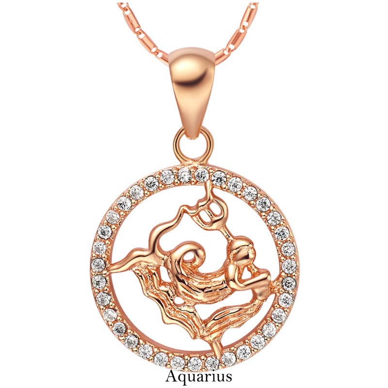 12 Constellations of the Zodiac Rhinestone Luck Necklace Chain Pendant (Extra 30% Off | USE CODE: FS30)