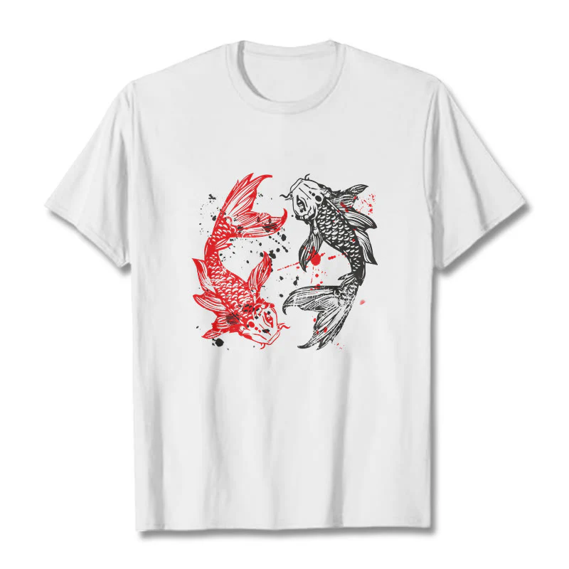 Buddha Stones Red Black Koi Fish Tee T-shirt