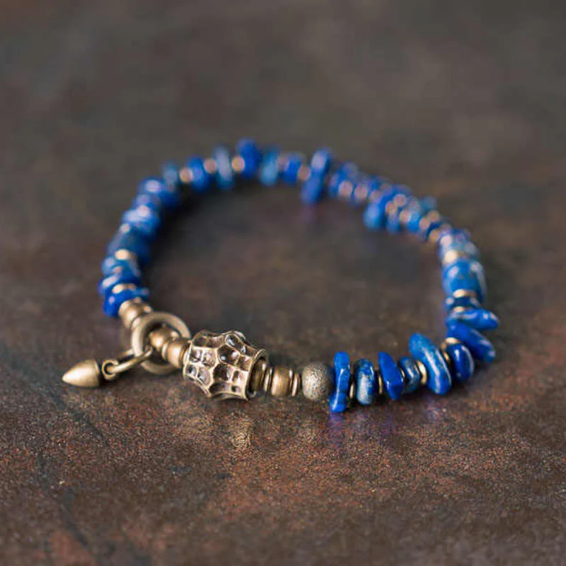 Buddha Stones Vintage Irregular Shape Design Lazurite Positive Bracelet