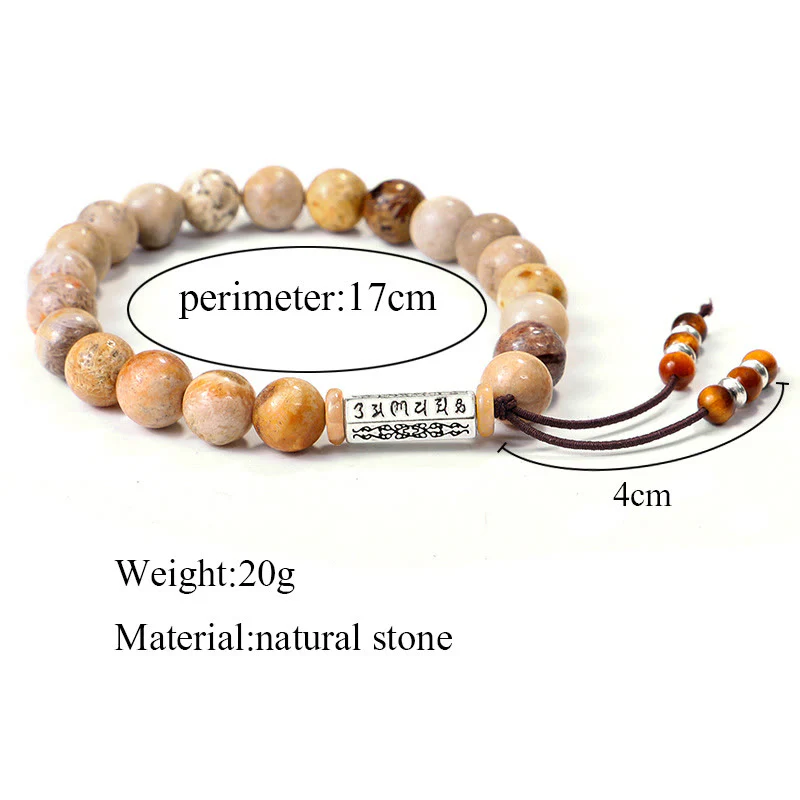 Buddha Stones Weathered Stone Om Mani Padme Hum Strengthen Bracelet